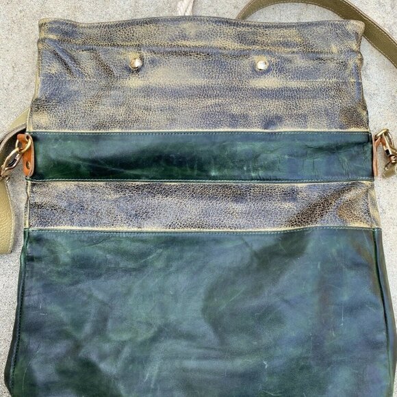 YA MA XUN Designer Genuine Leather Fold Green Crossbody Shoulder Bag Hand Purse  - Picture 4 of 7
